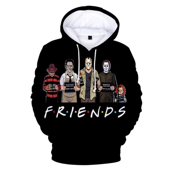 

men's hoodies & sweatshirts anime clothing men/women friends 3d streetwear pullover harajuku hooded oversized sweatshirt kids hoodie, Black
