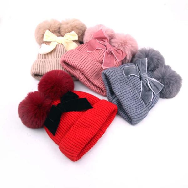 

winter female knitted pom poms hat for women girl beanies cap thick skullies baby caps & hats, Yellow