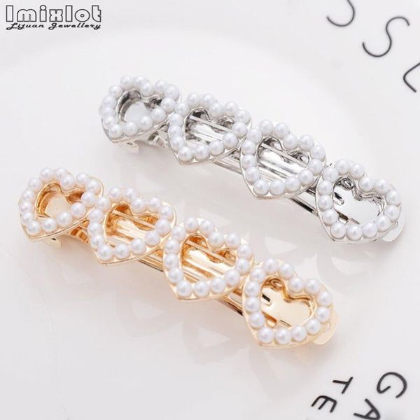 

hair clips & barrettes 1pc fashion hollow metal heart clip simulated pearl hairpin barrette women accessories, Golden;silver