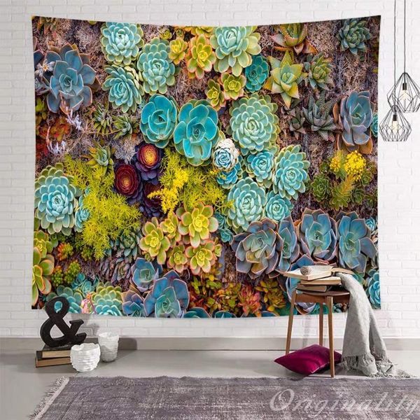 

tapestries succulent plants tapestry green blue yellow flower colorful wall hanging for livingroom bedroom dorm home decor