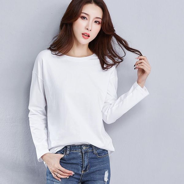 

women's t-shirt mrmt 2021 brand spring autumn t shirt loose long-sleeved large size for female thin leisure tshirt, White