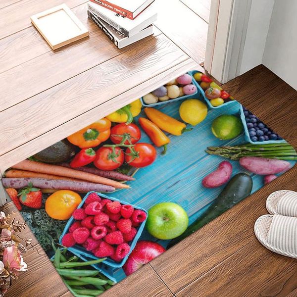 

carpets fruits and vegetables doormat bedroom printed carpet kitchen home living room retro wood anti-slip floor rug door mat bath