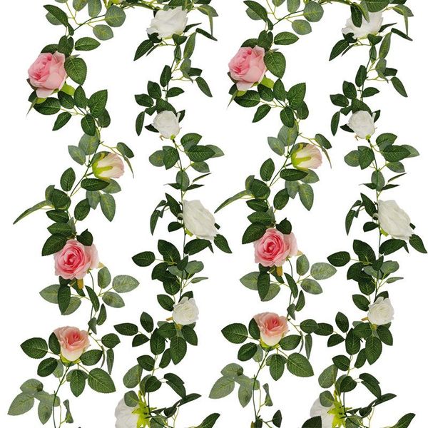 

decorative flowers & wreaths artificial 78in six ear pink white rose leaf acacia simulation vine wedding landscape garden decoration