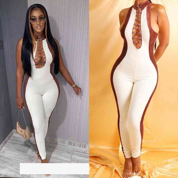 

bandage one piece outfit women winter corduroy patchwork jumpsuit sleeveless bodycon romper long pants onesie woman clothes, Black;white
