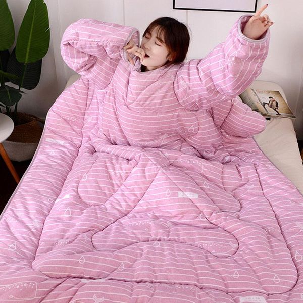 

comforters & sets winter thick sleeping bag anti-kick quilt sleeve detachable students dormitory lazy mantle covered blankets