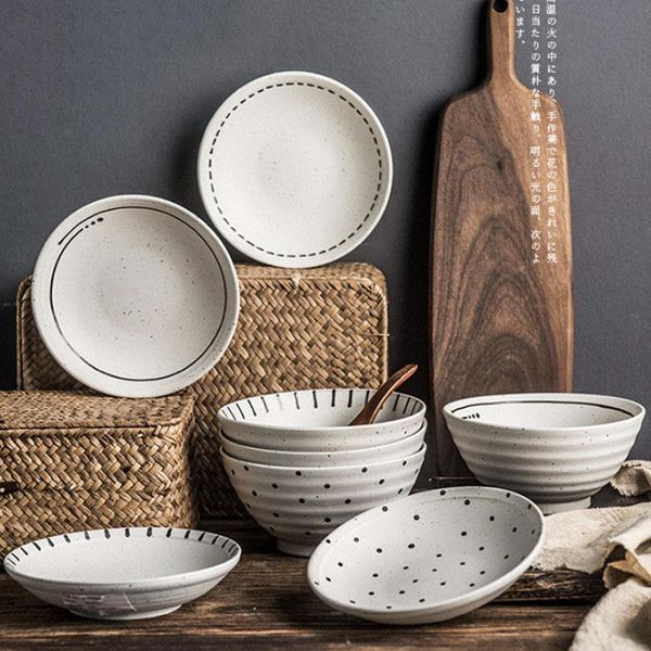 

bowls 1 / 2 person set japanese ceramic tableware udon bowl korean small dish porcelain