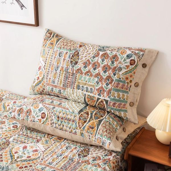 

pillow case mcao pure cotton pillowcases 2 pieces standard 48x74cm with wooden buttons american quilted floral jacquard covers tj6172