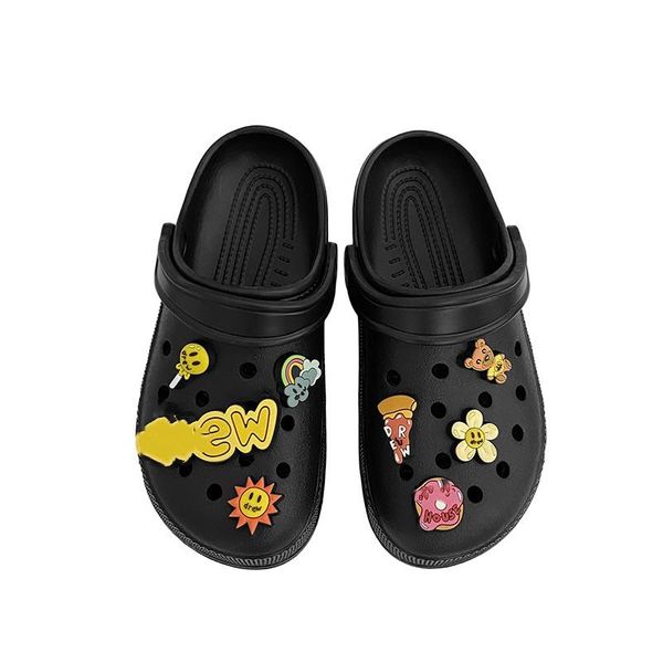 

sandals women fashion summer hole shoes girl eva garden yellow beach men flat house slippers, Black