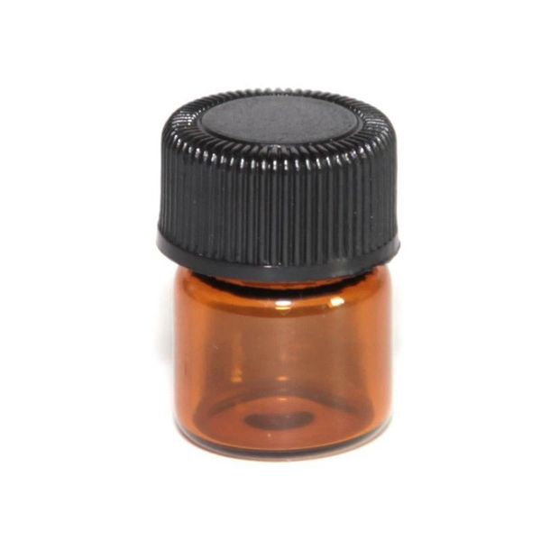 

storage bottles & jars 12pcs 1ml mini amber glass bottle jar essential oil orifice brown reducer cap refillable vials