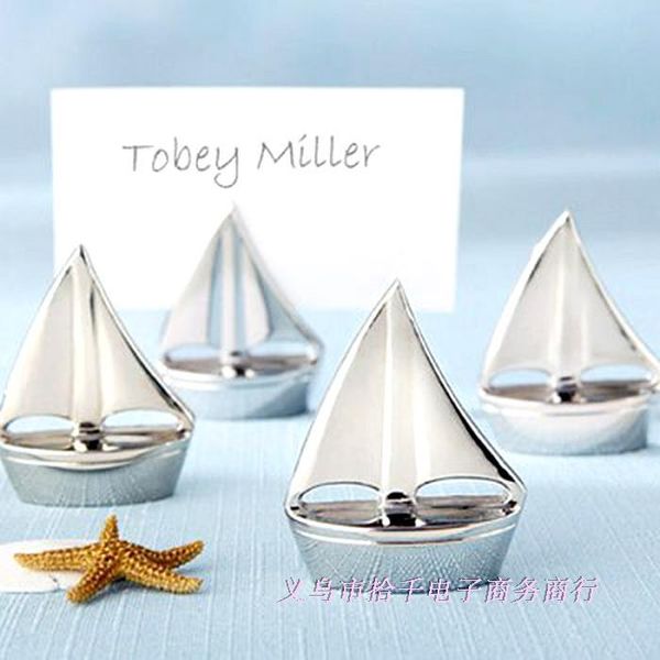 

party decoration festive event direction signs creative gifts romantic alloy sailboats seats cards clips 4pc/lot