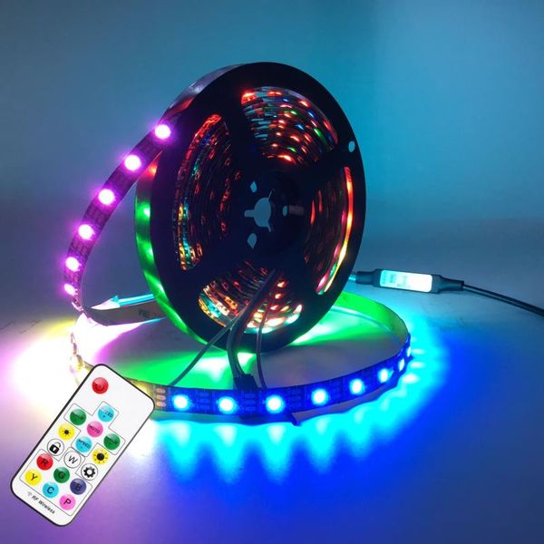 

strip rgb ws2812b addressable pixel tape and17keys remote controller tv back under cabinet lamp dc5v 1m 2m 3m 4m 5m strips led