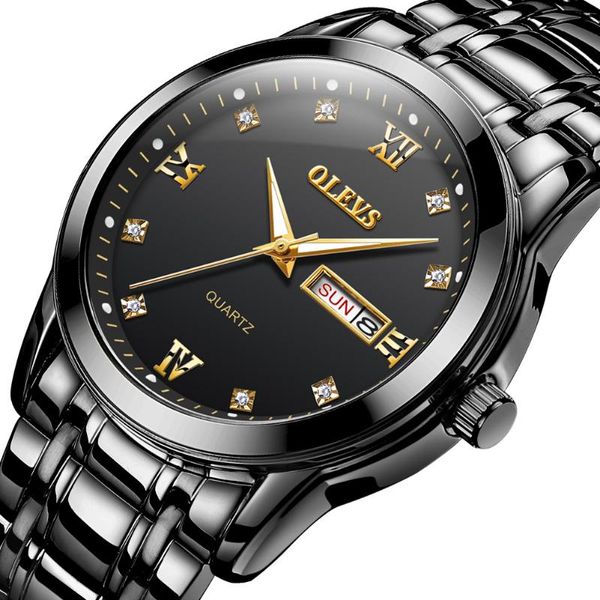 

wristwatches men diamond watches business dress watch waterproof luminous male luxury casual quartz analog wristwatch date weekday calendar, Slivery;brown