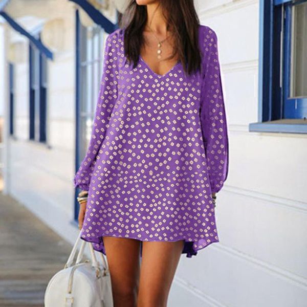 

casual dresses women sweet v neck floral print mini dress broken sleeves plus size lady 5xl fashion beach party autumn winter, Black;gray