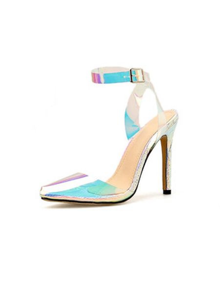 

sandals women fashion colorful silver buckle strap pionted toe thin 11cm high heels pumps shoes party female, Black