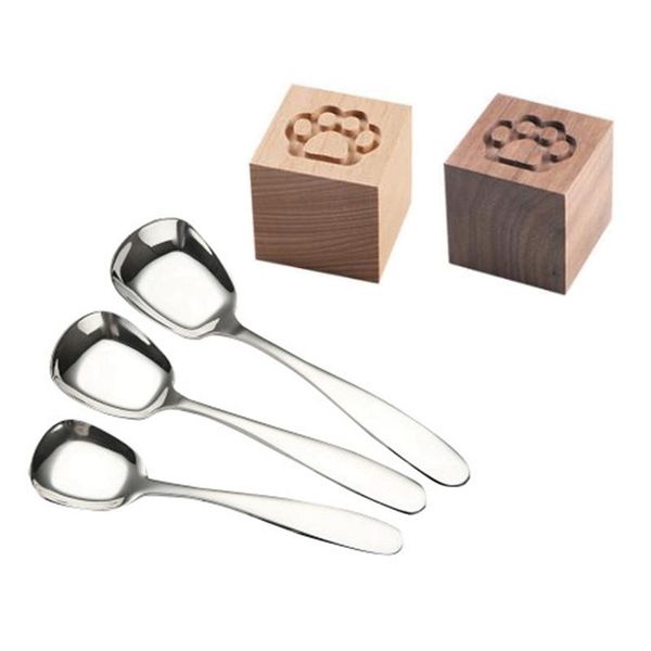 

1set solid wood car diffuser creative cat claw walnut beech & 3 piece thick heavy weight stainless steel soup spoons air freshener