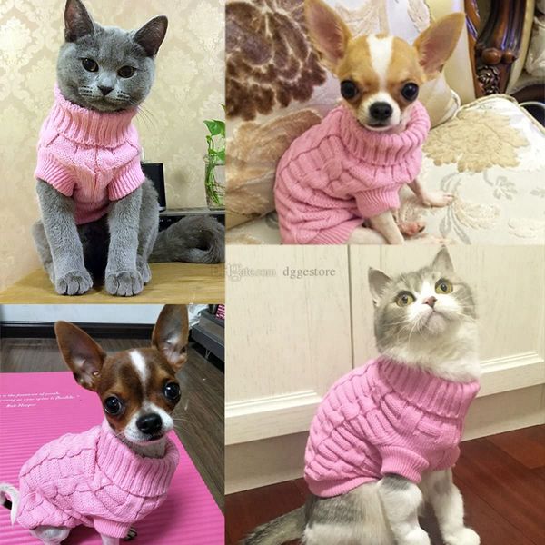 Abbigliamento per cani in 5 colori Maglione per cani Maglione caldo per gattini lanosi per animali domestici per cagnolino di piccola taglia Felpe per gatti classiche lavorate a maglia carine Vestiti per cuccioli C222A