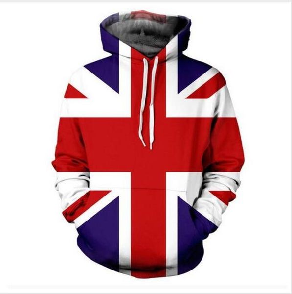 

fashion streetwear 3d hd print casual union jack hoodies sweatshirts men women hoodie jacket coat, Black