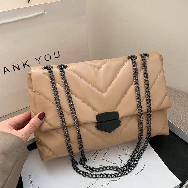 

evening bags swdf casual chain crossbody for women fashion simple shoulder bag ladies designer handbags pu leather messenger