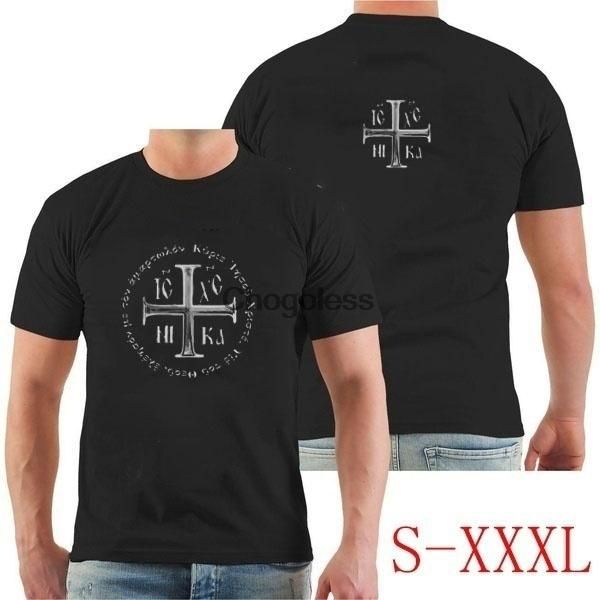 

men's t-shirts summer cotton cross tshirt eastern orthodox t-shirt, White;black