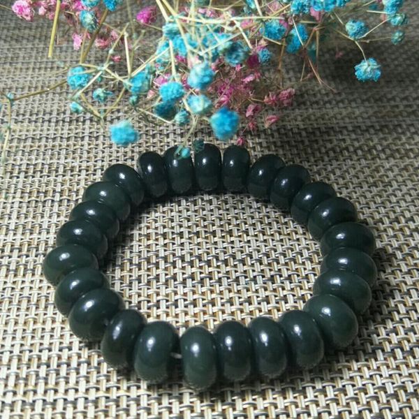 

bangle natural hetian jade handwork bead bracelet jewelry lucky exorcise evil spirits safet amulet fine, Black