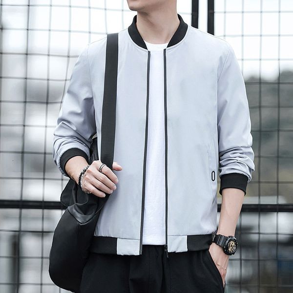 

2021 spring and autumn men's korean fashion casual stand collar solid color baseball et slim fit youth et, Black;brown
