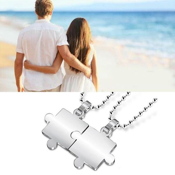 Collane con ciondolo 1 paio di amanti puzzle accoppiati per donne uomini moda acciaio coppia collana amicizia gioielli regali