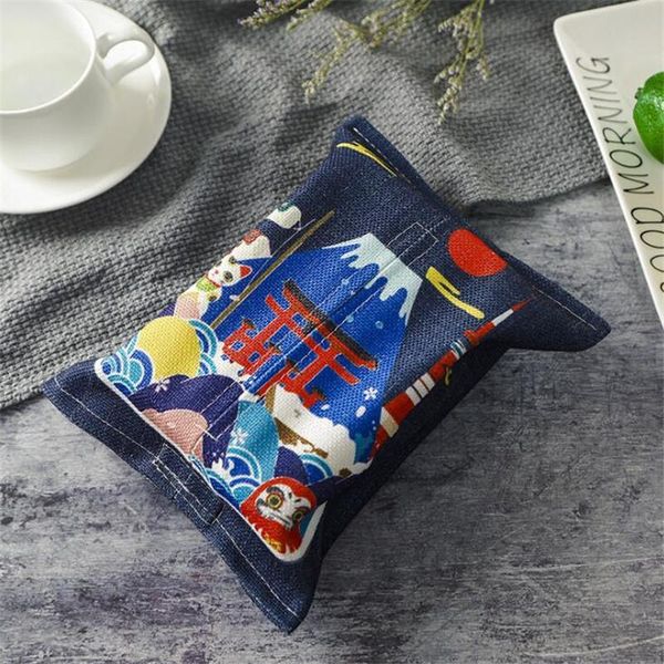 

landscape painting print tissue box napkin case cotton and linen home decoration 1pc paper towel car container boxes & napkins