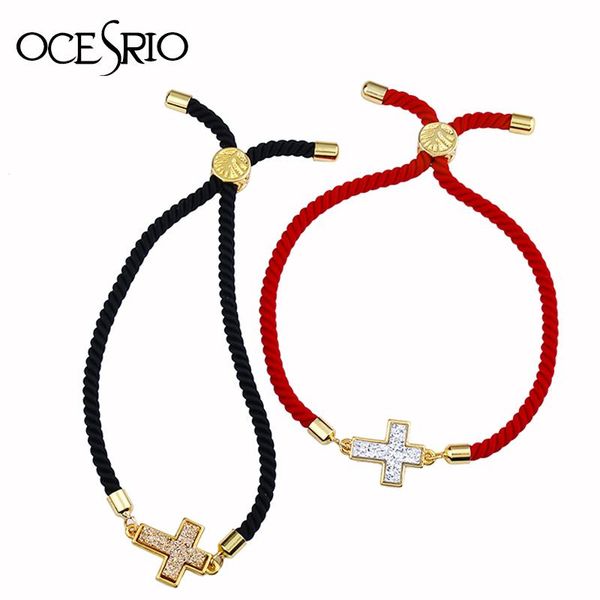 

charm bracelets ocesrio handmade red thread with cross adjustable druzy natural stone for women girls boho jewelry brt-b51, Golden;silver