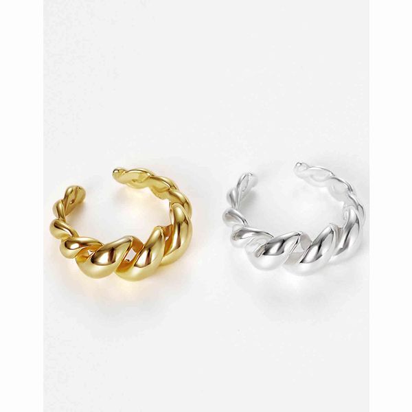 

korean double-layer 925 pure silver rope twist ring, simple and luxurious punk ring