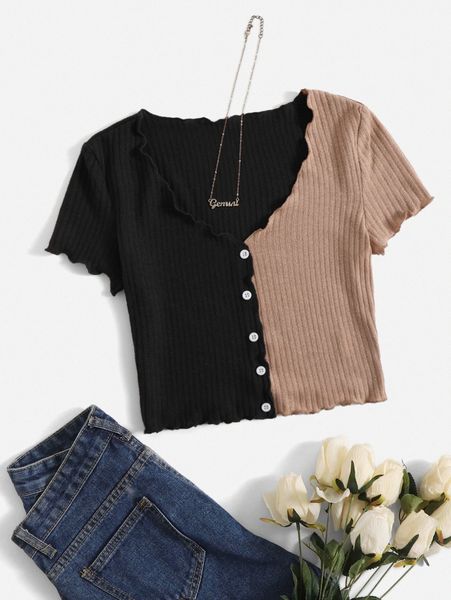 

two tone lettuce trim tee z1ms#, White