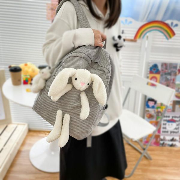 

corduroy student backpack large capacity faux fur school bag can store personal belongings book bags