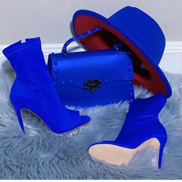 

boots cross-border european and american peep toe women's autumn fashion solid color red stiletto low-high heels, Black