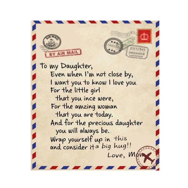 

blankets a letter from mom to daughter printed blanket envelope decor fleece sofa throw sherpa fluffy for beds