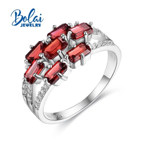 

cluster rings 100% natural mozambique red garnet ring gemstones 2.5ct fine jewelry 925 sterling silver for women design ,bolai brand, Golden;silver