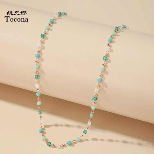 

tocona bohemian colorful bead chain choker necklace for women charm handmade party jewelry drop shipping naszyjnik 14026, Silver