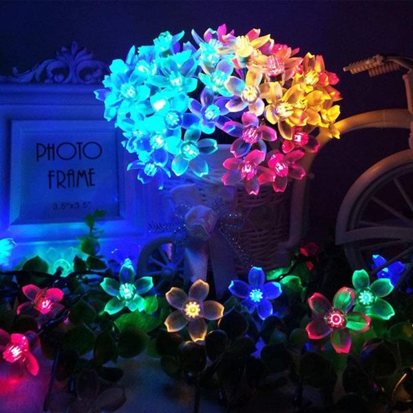 

party decoration 6.5m led cherry blossom solar lamp powered string fairy lights garden for wedding christmas deco