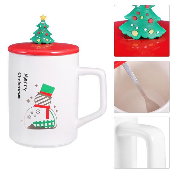 

mugs 1 pc christmas theme mug cup water container (with lid and spoon)