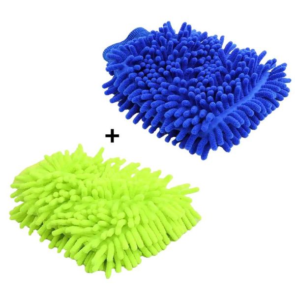 

car sponge 2pcs thicken wash microfiber chenille glove clean miwax detailing soft brush auto care mesh lining