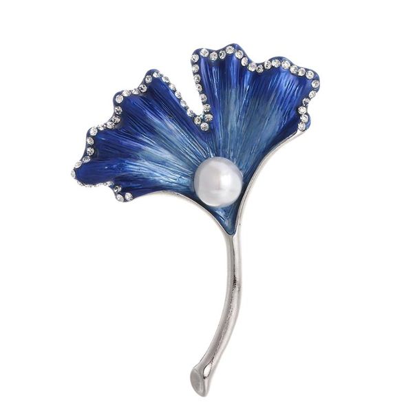 

pins, brooches jujie fashion ginkgo leaf for women 2021 biloba pearl crystal brooch pins jewelry wholesale/drop, Gray