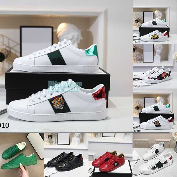 

2022 casual shoes men women sneakers man woman bee chaussures leather ace embroidery stripes sports trainers fashion luxurys designers flats, Black