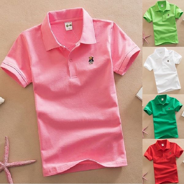 Camicie per ragazzi di marca 3-15 anni Pure Solid Candy Baby Boy Tops Bambini T-shirt Abiti per bambini Jersey Cotton Golf Shirt 210413
