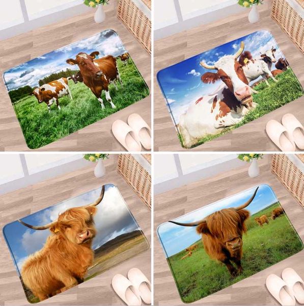 

bath mats yak doormat highland cattle bathroom mat dairy cow grassland farm animals green grass non-slip rugs kitchen doorway carpets