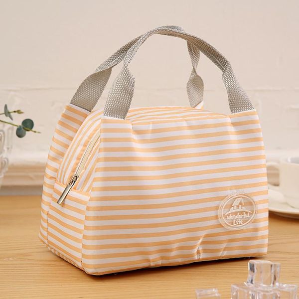 Borse portaoggetti 2021 Borsa termica Cold Canvas Stripe Picnic Carry Case Isolamento termico portatile Termica Lancheira