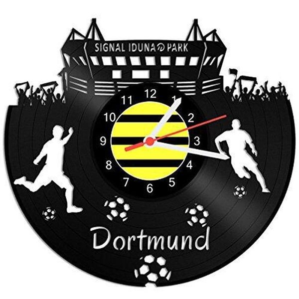 

wall clocks world cup dortmund modern design movie theme 3d decorative hanging vintage record watch home decor 12 inch