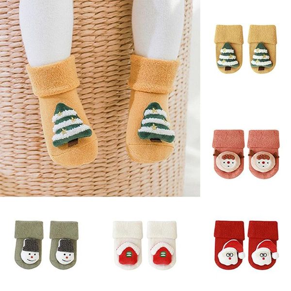 

socks 0-3y christmas baby girl children cotton cartoon boy red autumn winter born kids absorb sweat permeability, Pink;yellow