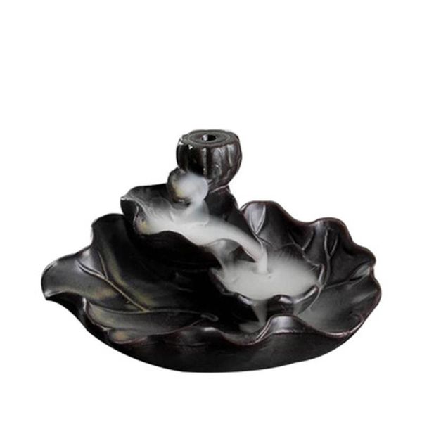 

fragrance lamps incense burner censer ceramics art gift garden home lotus leaf back flow practical elegant backflow decor smoke backward