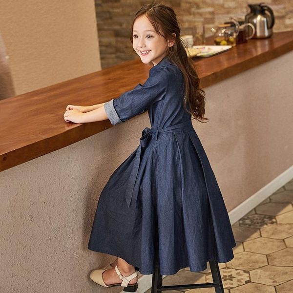 

girl's dresses kids for girls winter denim dress 2021 clothes autumn, Red;yellow