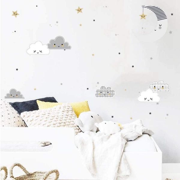 

wall stickers modern lovely stars moon clouds home decor bedroom kids room nursery poster art mural decal wallpaper