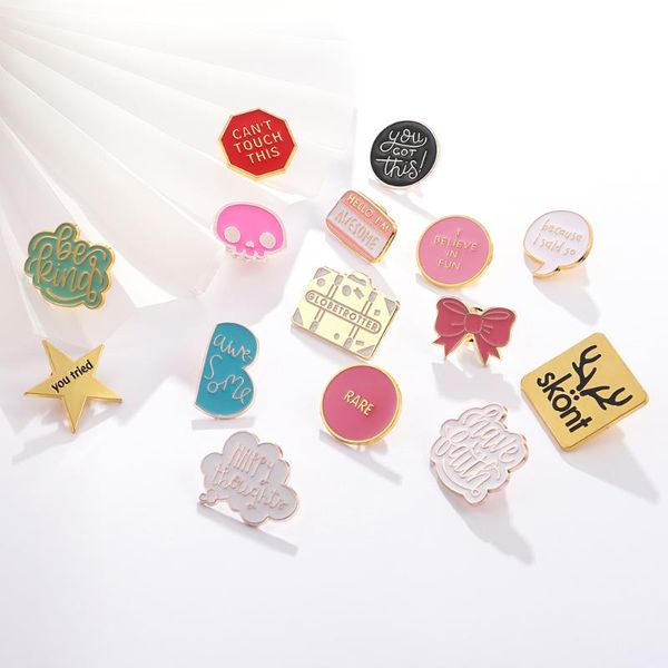 

pins, brooches cute collar pin brooch handmade enamel bow knot star round text charm lapel badges women men clothing accessories, Gray