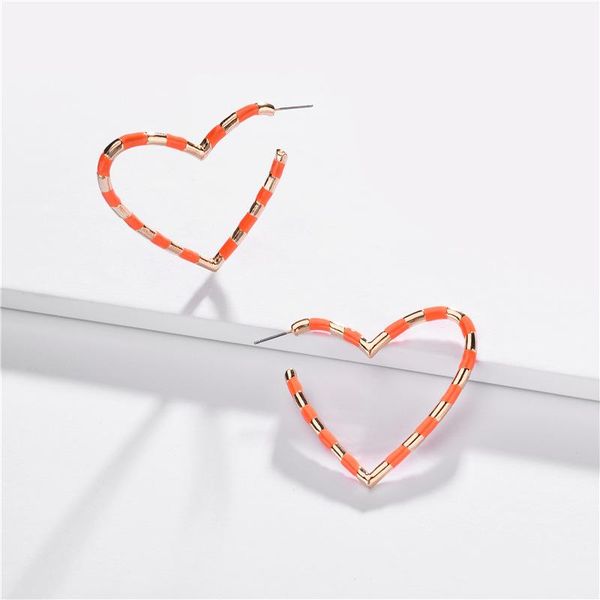 

dangle & chandelier enamel heart drop earrings for women trendy romantic maxi black metal statement korea jewelry, Silver